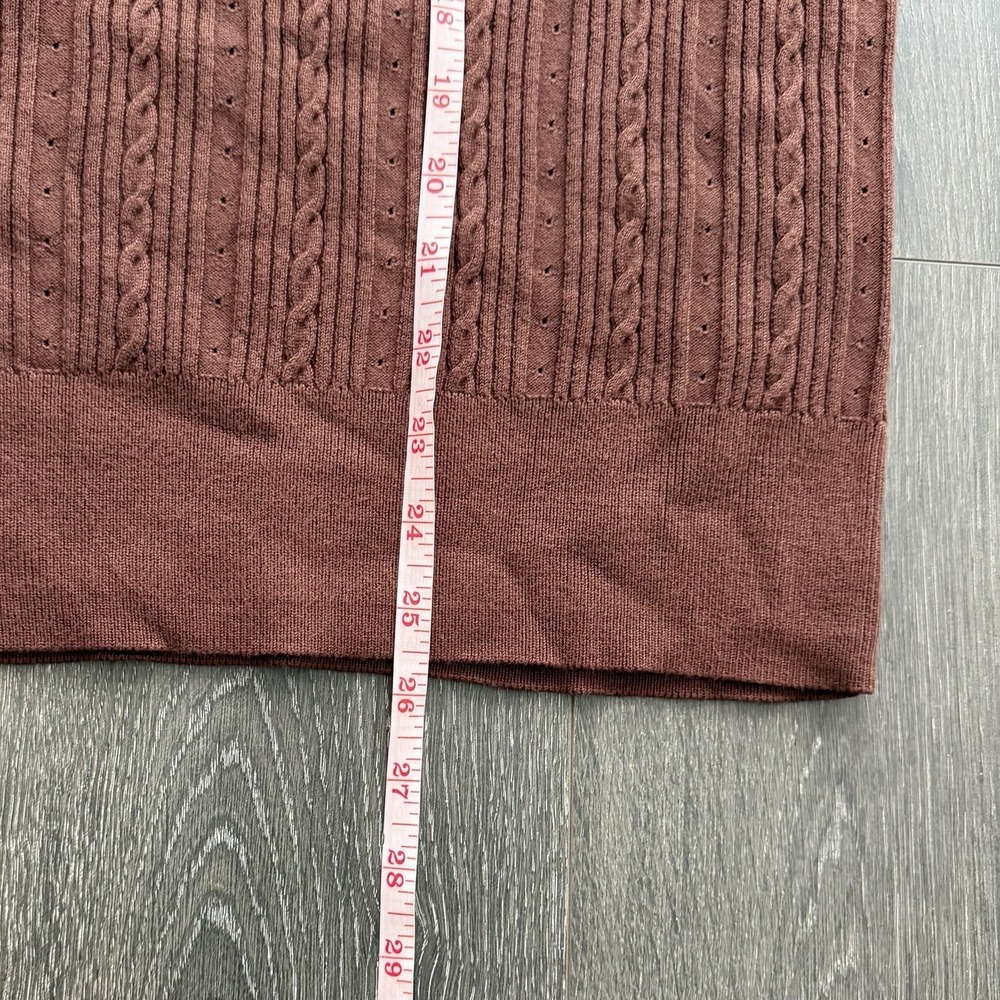 TALBOTS Plus NWT Long Sleeve Ribbed 1X Sweater Brown Boho Fisherman Office Prep - Picture 8 of 10